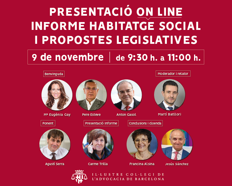 Webinar: Presentació on-line 'Informe Habitatge Social i Propostes Legislatives' 